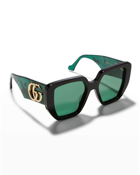 gucci havana sunglasses blue|Gucci oversize rectangular sunglasses.